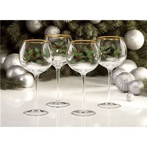 NEW - Lenox 856101 Holiday 4-Piece Wine Glass Set, Christmas Dinnerware, Hosting
